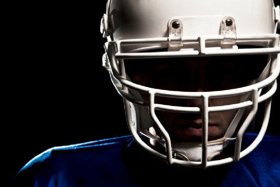 Football helmet closeup